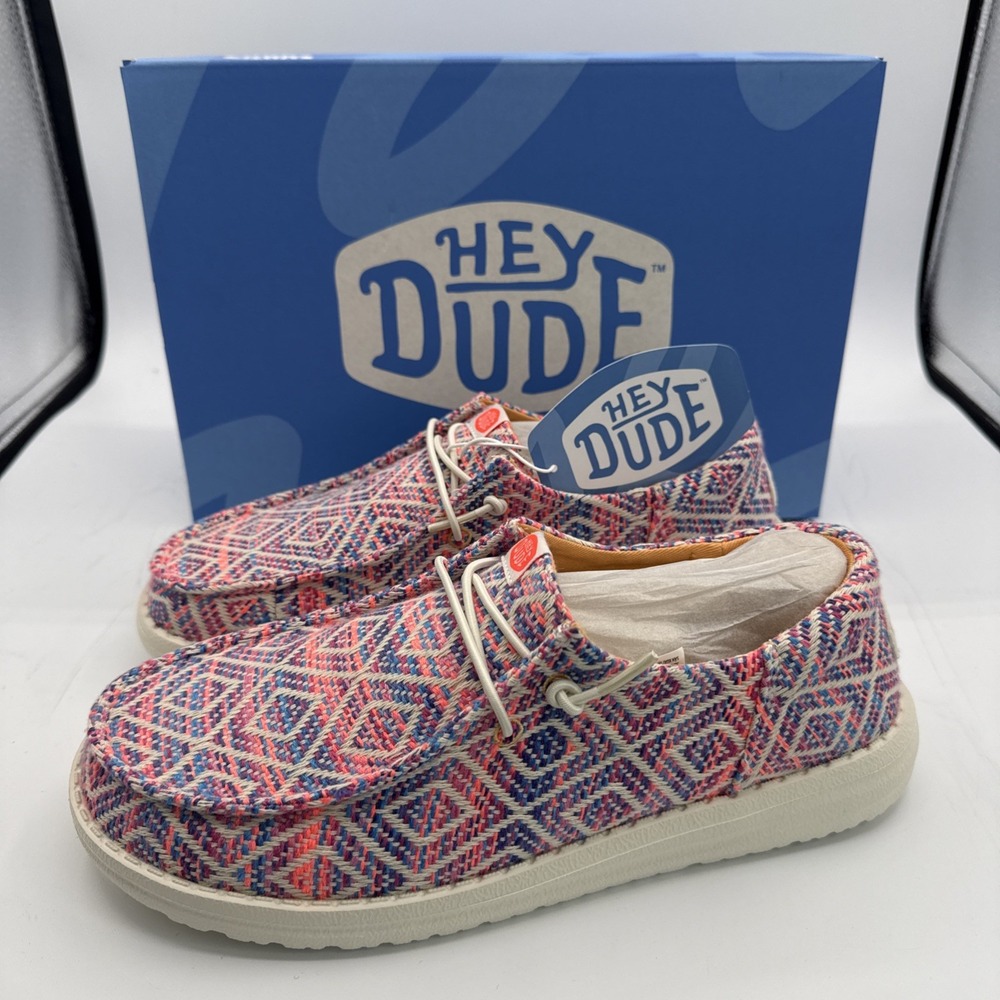Hey Dude Wendy Funk Surf Baja Ivory/Multi Color Women's Size 9 Slip On Shoes NEW